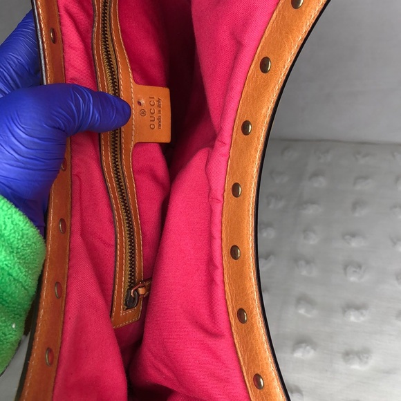 Gucci Raffia floral print bamboo hobo handbag - Picture 7 of 8